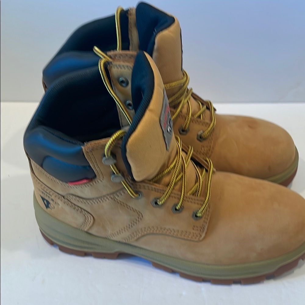 Tan High-Top steel Toe Ankle Boots with Padded Collar - Picture 6 of 8